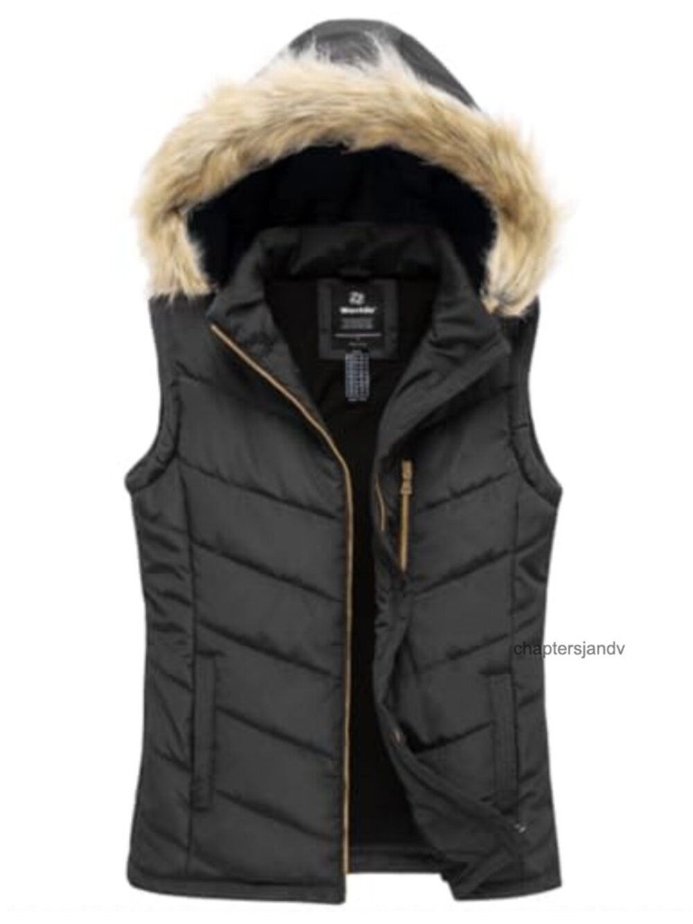 Womens Thicken Winter Puffer Vest Warm Insulated Fur Hood Sleeveless
